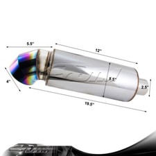 4 Cutter Knife Burnt Tip 2.5 Inlet Stainless Steel Exhaust Muffler Universal 2