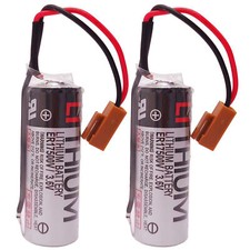 2Pcs Toshiba ER17500V 3.6V PLC Battery, Digital Control Battery Brown Plug