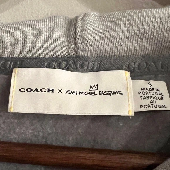 Felpa con cappuccio pullover Coach X Jean Michael Basquiat uomo grigio Impero NYC taglia S
