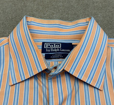 Polo Ralph Lauren Curham Shirt Mens Large 16.5 Classic Fit Orange Blue Striped