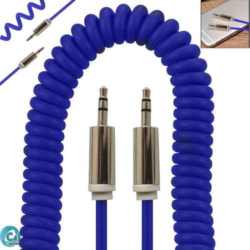 AUX Cable 3.5mm Jack Audio Auxiliary Coiled Lead - Phone Car Headsphone 1m MP3 - Picture 14 of 18