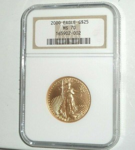 Details About 2000 Us 25 12 Oz American Gold Eagle Bullion Coin Ngc Ms 70 Low Mintage