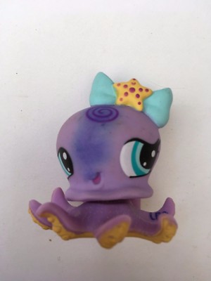 Littlest Pet Shop LPS #1309 - Pieuvre Violette Yeux Verts Noeud Bleu - Hasbro - Occasion