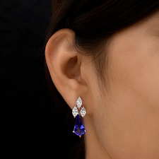 9.70 Tcw Natural SI/H Marquise Diamond Tanzanite Earrings 14k White Solid Gold