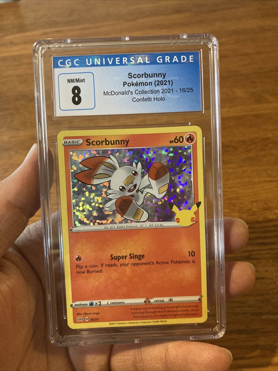 Pokemon Scorbunny 16/25 HOLO McDonald's 25th Ann. Stamped Card Graded 8 CGC