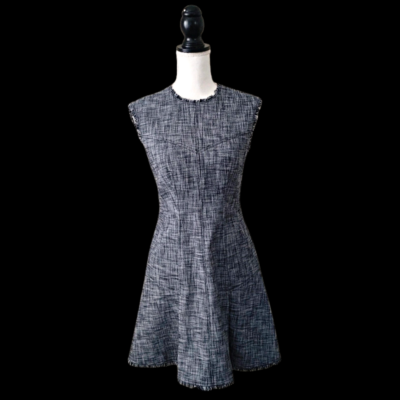 NWOT Rebecca Taylor Sleeveless Slub Suiting Gray Drop Waist Dress Size 4 |  eBay