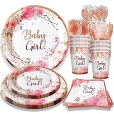 Baby Shower Decorations for Girls Baby Shower Plates Cups and Napkins 24 Gues...