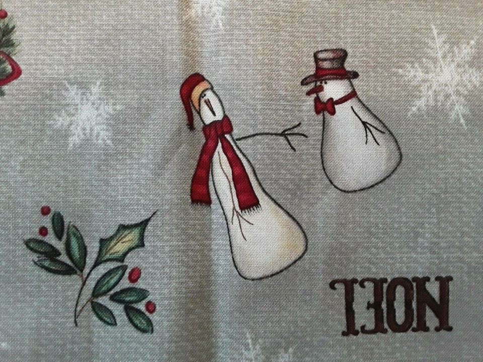 Tela de muñecos de nieve arte popular gallo rojo caprichoso de Navidad 42x40" 25808 Terri Degenkol Foto 4 de 4