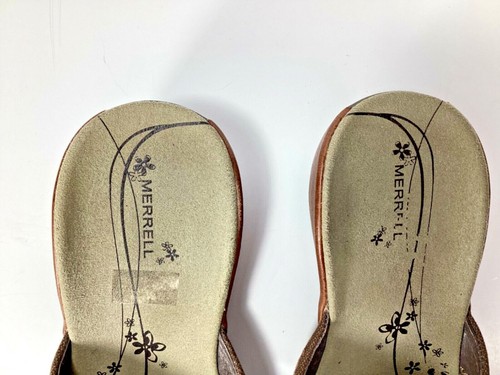 Merrell Dewberry Brown Leather Open Toe Slip On Sandals Shoes Women’s Size 7 - Picture 8 of 11