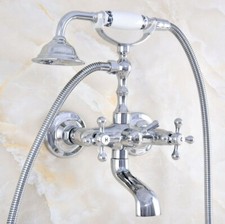 Chrome Brass Bathtub Clawfoot Faucet Mixer Tap Telephone Handheld Shower Gtf861