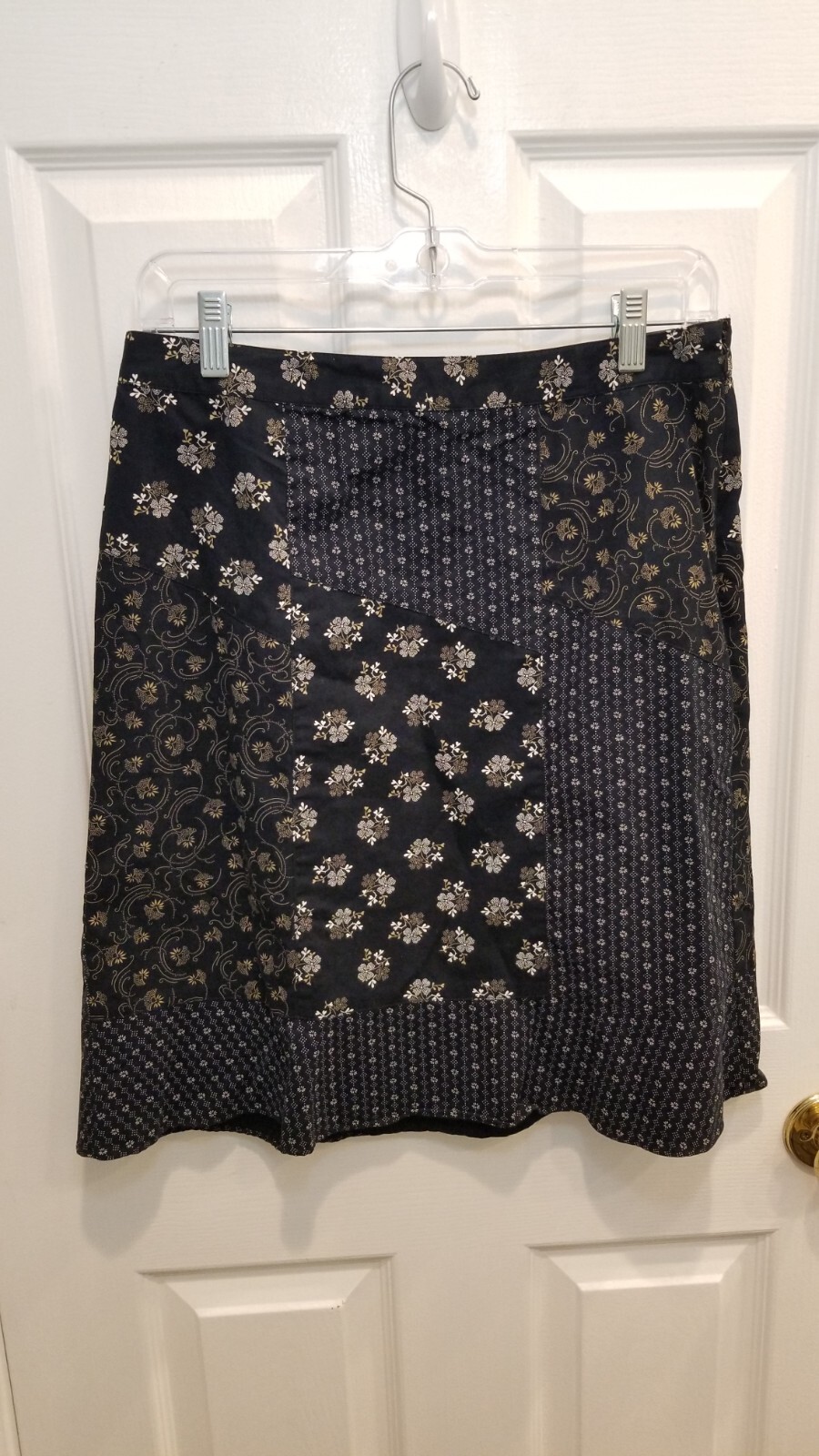 Ann Taylor Loft Black Patchwork Flounce Flared Sk… - image 2