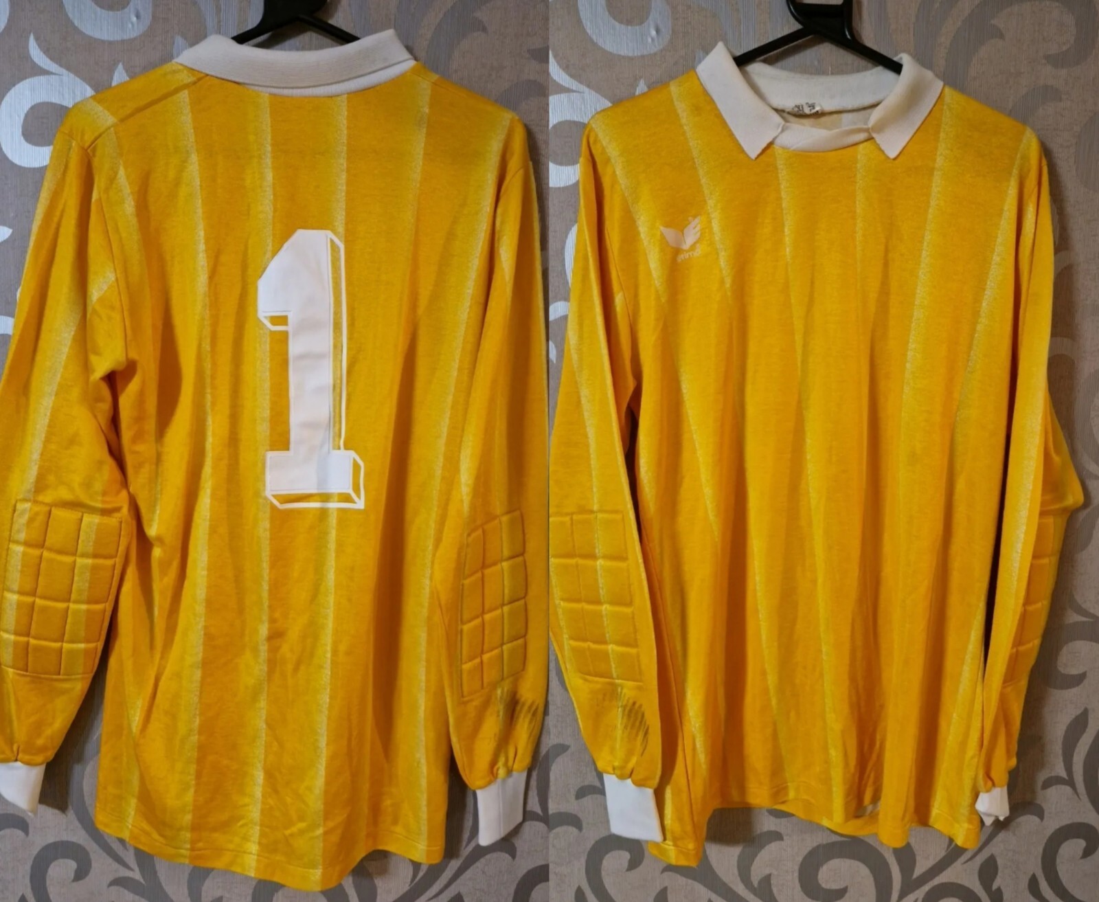 ERIMA VINTAGE TEMPLATE 1980s GOALKEEPER FOOTBALL SHIRT Yellow JERSEY Trikot (L)
