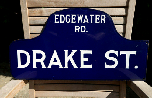 New York Grande Plaque de Rue Emaillée Drake Street 55X30cm Excellent ...