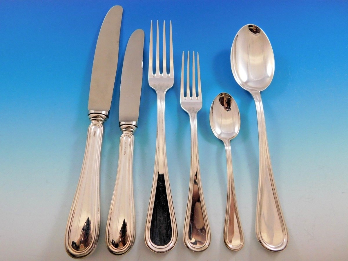 Giorgio by Zaramella Argenti Italy 800 Silver Flatware Set for 10