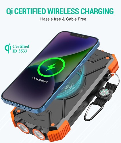 BLAVOR Solar Power Bank 10,000mAh, Portable Wireless Charger, 20W Fast Charging - Picture 2 of 10