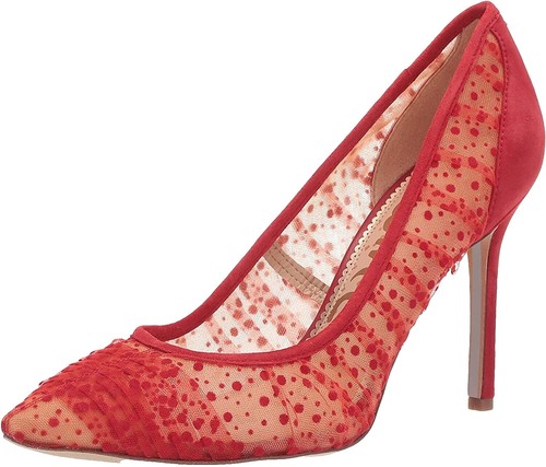 Sam Edelman Pump Heels HAZEL Mesh Polka Dot Burgundy