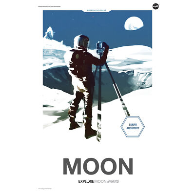 NASA Modern Explorers Explore Moon Mars Lunar Architect Artemis Kunst Poster Druck