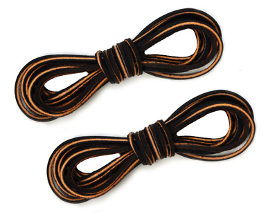 2 PAIRS  72'' x 9/64'' Alm Dark Brown ~ Logger Leather A/C Welders Work Boot Laces