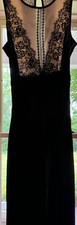 MONTEAU SIZE MEDIUM BlackBeige Eyelash Lace Front V Nude Back Fit and Flare MAXI
