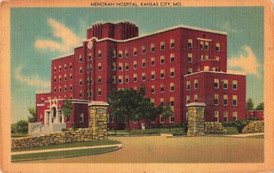Postcard Menorah Hospital Kansas City Missouri Rockhill Road & 50th Street