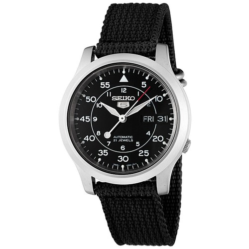 Seiko 5 SNK809 K2 Automatic Black Nylon Canvas Strap Men's Watch with Seiko  Box | eBay