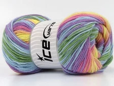 Magic Light #80845 Pastel Rainbow Ice Yarns SelfStriping DK Yarn 393Yd