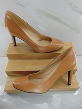 Nine West Heels Womens Size 8 1/2 M TAN Leather Stiletto Pumps 3.5 heel HandJive