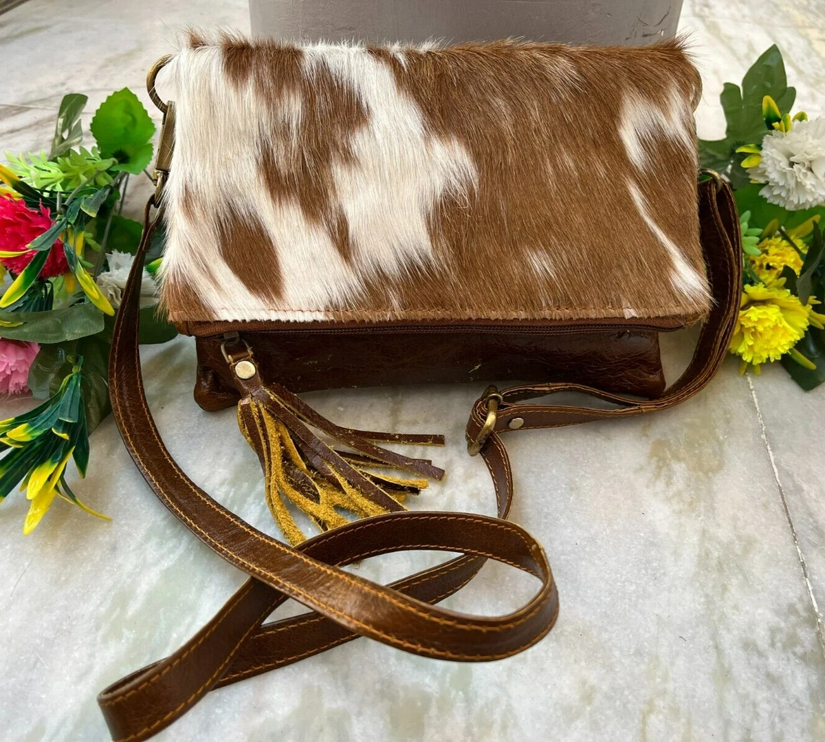 HYPE Cowhide Hair Leather Satchel / Shoulder Bag Purse NEW, BEAUTIFUL MSRP  $169 | eBay