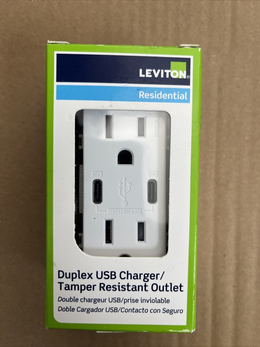 Leviton Duplex Type C Outlet In White - Standard Electrical Receptacle - View #5