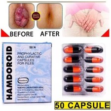 Hamdoroid Ayurvedic 50 Capsules Hemorrhoid  Piles Pain Relief Itching Swelling