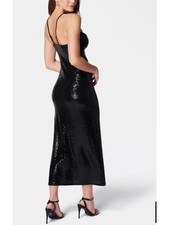 bebe Black Sequin Maxi Slip Dress