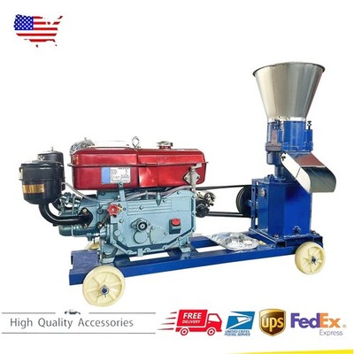 New 3-Roller 2.5/3/4/5/6/8mm w/8HP Diesel Engine Animal Feed Pellet Mill Machine