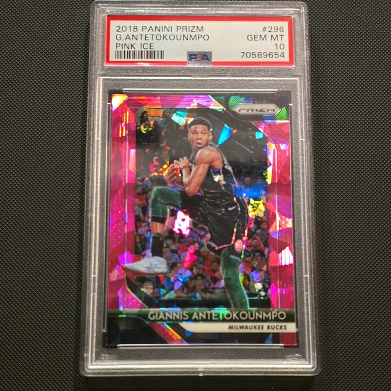 2018 Panini Prizm Giannis Antetokounmpo Pink Ice #296 Bucks PSA 10