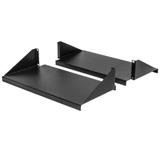 Cantilever Server Shelf Rack Mount 19" 2U Black 2 piece set Center Weighted