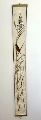 Vintage ''Sedge Warbler on Grass'' Eva Rosenstand Bell Pull Needlepoint Completed