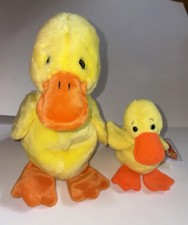 Ty Beanie Buddy  Baby Lot of 2 QUACKERS the Yellow Duck W/ Tags