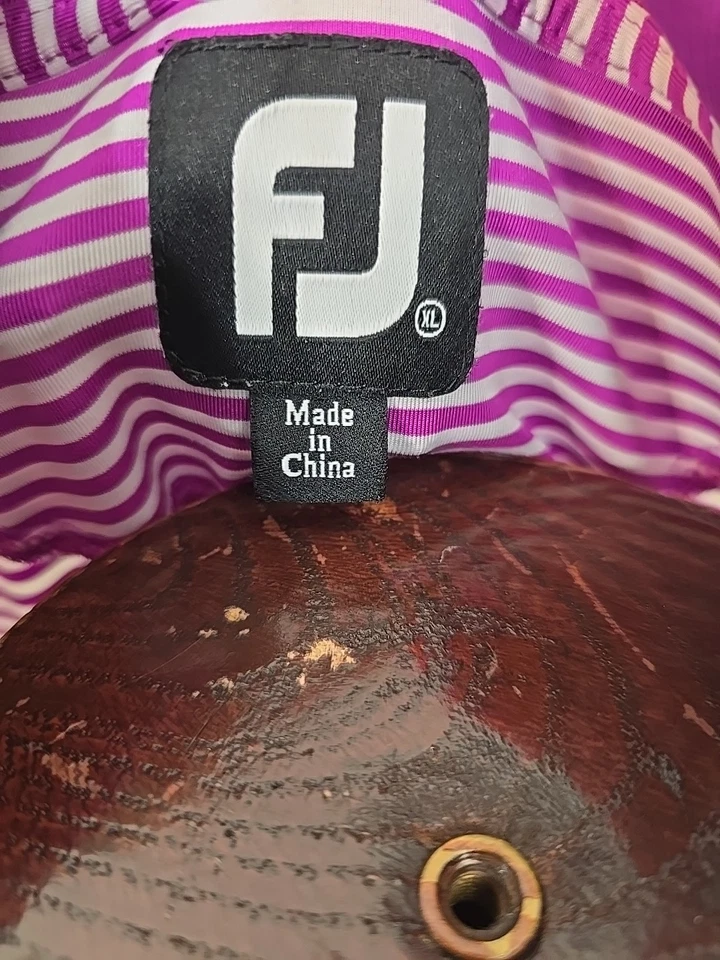 Camisa polo de golf Footjoy para hombre XL púrpura blanca a rayas manga corta Foto 4 de 4