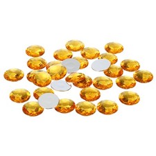30mm Flat Back Round Acrylic Rhinestones, 50 Pack Plastic Circle Gems, Yellow