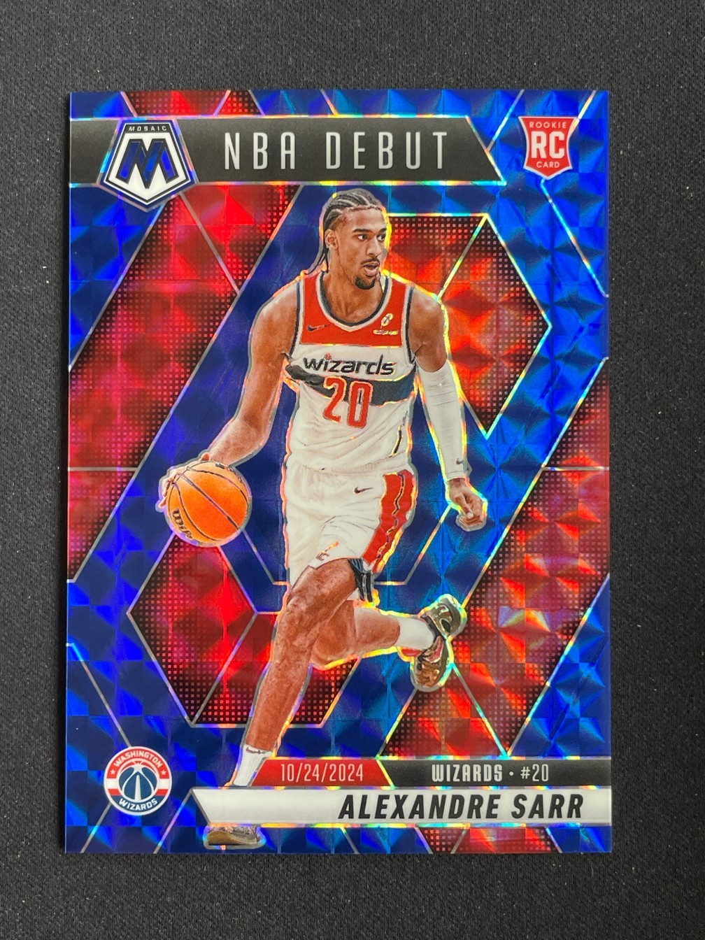 Alexandre Sarr 2024-25 Panini Mosaic NBA Debut Blue Mosaic Prizm 064/199 RC #254