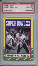 1986 Topps #8 Super Bowl XX PSA 8 NM Mint Chicago Bears Jim McMahon Patriots 