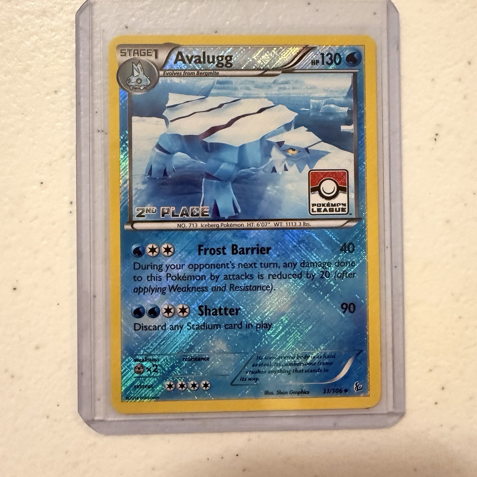 Avalugg - 31/106 - Pokemon Flashfire XY League Promo 2nd Place NM
