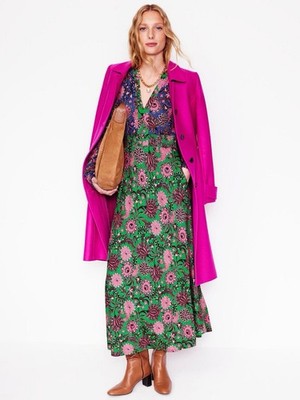 Boden Ivy Pink Green Blue Floral Smocked Midi Dress - BNWT 110 - Size 8 L  | eBay UK