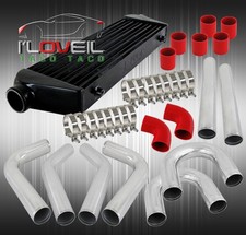 2.5 Chrome Piping Kit Fmic Front Mount Intercooler Black Coupler Red Clamps