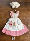 🎀👗VTG 1960’s Barbie-Q  BBQ outfit w/utensils, hat, dress, apron, shoes EUC👗🎀