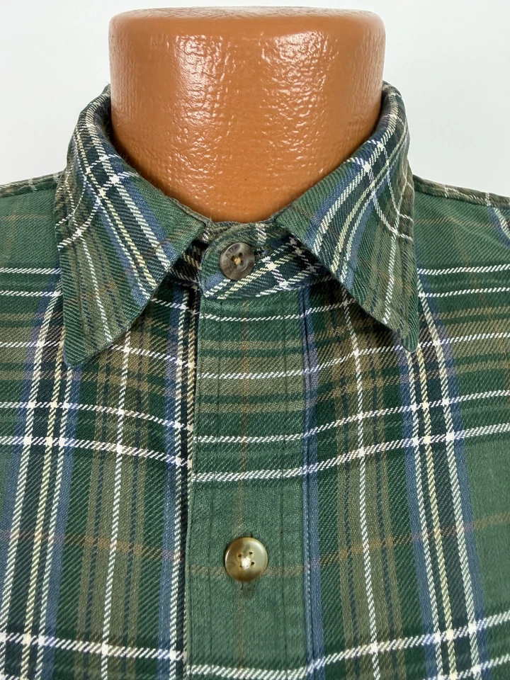Camisa de Franela Vintage Años 90 Hombres Mediana Envejecida Grunge Verde Salvia Algodón Exterior Foto 3 de 4