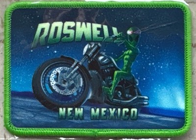 Patch zum Aufbügeln Biker, Alien auf Chopper, Roswell - New Mexico, US Import