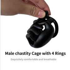 Chastity Cage Device Sissy Male CB Lock Restraint Training with 4 Rings