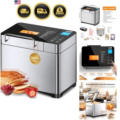 Pro 710W 2LB Bread Maker, Stainless Steel 17-in-1 Smart Bread Machine with He...