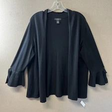 Alfani Women Sz M Black  3/4 Sleeves Open Front Cardigan D1205316