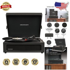CR8017B-BK Voyager Record Player Black 3-Speed Bluetooth In/Out Stereo Speakers